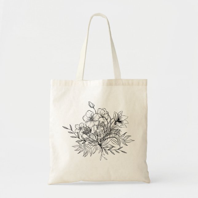 Minimalistic Floral Bouquet  Tote Bag (Front)
