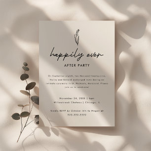 Minimalistic Floral Wedding Elopement Reception Invitation