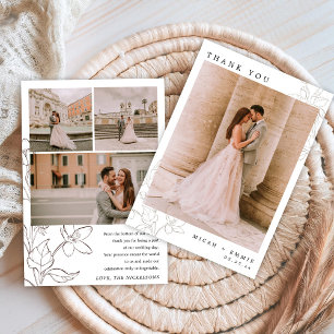 Minimalistic Floral Wedding Thank You Card