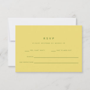Minimalistic Formal Lemon Yellow & Green Wedding RSVP Card