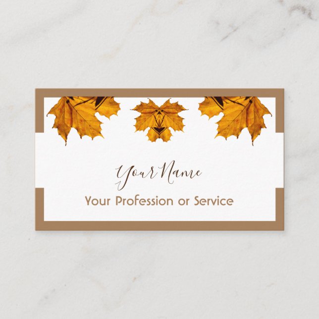 Minimalistic frame design with colourful foliage business card (Front)