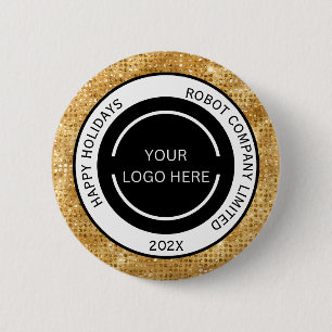 Minimalistic Gold Company Logo and Name  6 Cm Round Badge