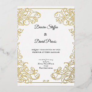 Minimalistic gold foil elegant decorative invite