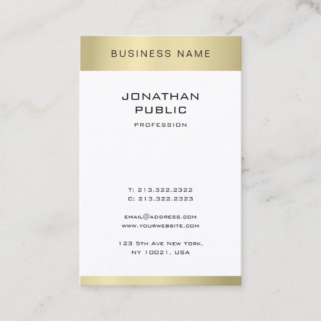 Minimalistic Gold Look Elegant Plain Modern Trendy Business Card (Front)