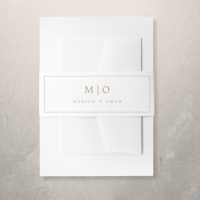 Minimalistic Gold Monogram Wedding Invitation Invitation Belly Band (Creator Uploaded)