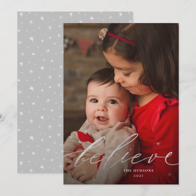 Minimalistic Gold Script Calligraphy Flat  Holiday Card (Front/Back)