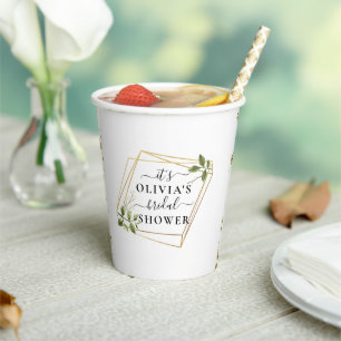 Minimalistic Gold Stripes Geometric Bridal Shower Paper Cups