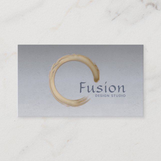 Minimalistic Golden Enso Circle Business Card (Front)