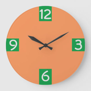 Minimalistic Graphic Green Quarterly digits Large Clock