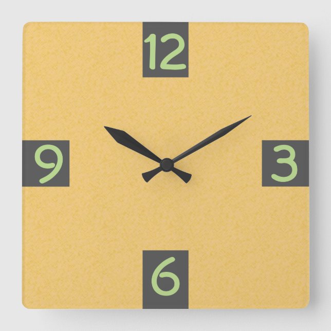 Minimalistic Graphic Quarterly Digits on any Square Wall Clock (Front)