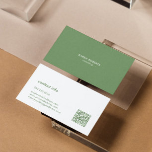 Minimalistic Green Linen White Typography Business Card