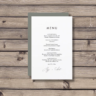 Minimalistic Greenery Wedding Menu