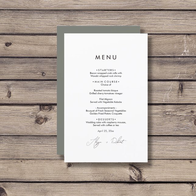 Minimalistic Greenery Wedding Menu (Creator Uploaded)