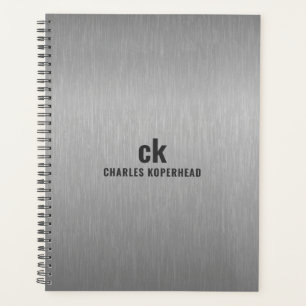 Minimalistic Grey Black Metallic Texture Print Planner