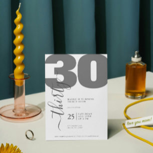 Minimalistic Grey Calligraphy Birthday Invitations