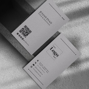 Minimalistic Grey LinkedIn QR Code Business Card