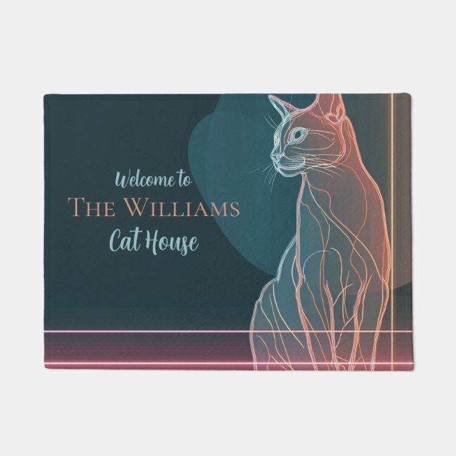 Minimalistic Hairless Cat Housewarming Gift  Doormat (Front)
