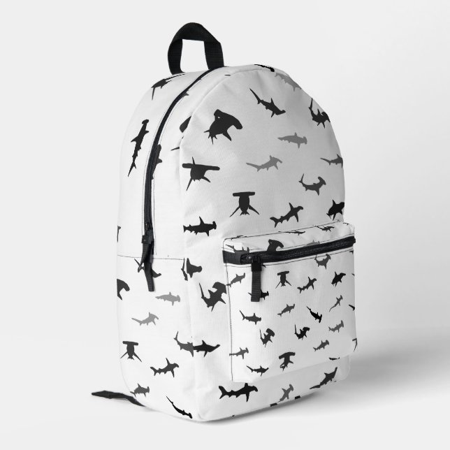 Minimalistic Hammerhead Shark Hammerhead Pattern Printed Backpack (Back Corner Left)