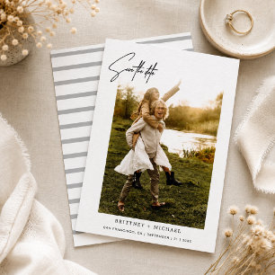 Minimalistic Hand-Lettered Photo Save The Date