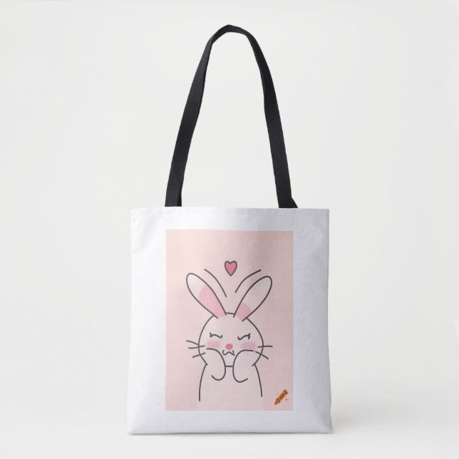 "Minimalistic Heartful Bunny Design Bag - Stylish  (Front)