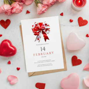 Minimalistic Hearts Bow Tie Valentine's Party  Invitation