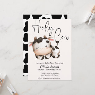 Minimalistic holy cow gender neutral baby shower invitation
