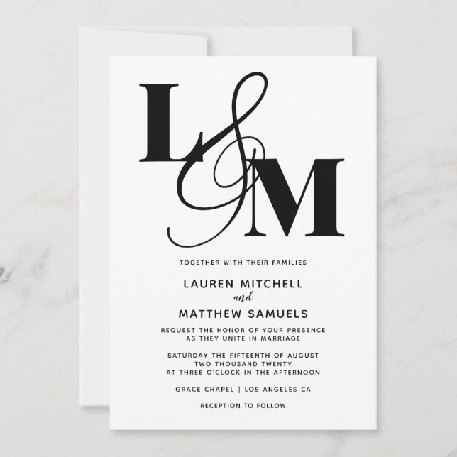 Minimalistic Initial Wedding Invitation (Front)