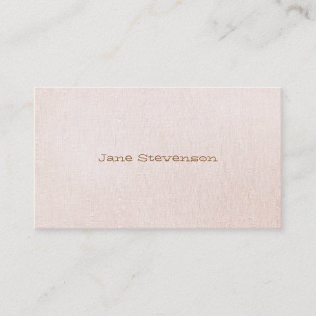 Minimalistic is Sweet Light  Pink Linen Look Business Card (Front)
