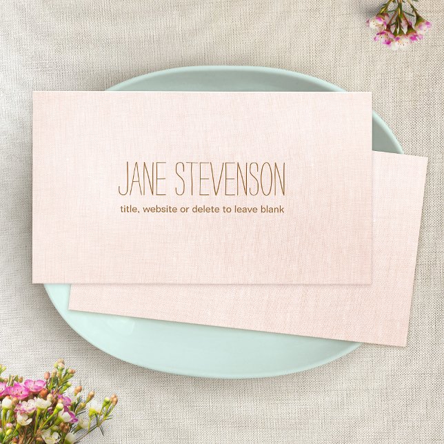 Minimalistic is Sweet Light Pink Linen Look Business Card (Creator Uploaded)