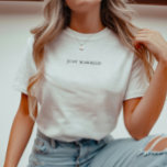 Minimalistic 'Just Married' Black & White Wedding T-Shirt<br><div class="desc">Minimalistic 'Just Married' Black & White Wedding T-Shirt. A modern and simplistic 'just married' t-shirt design,  perfect for as a gift and keepsake for newlyweds.</div>