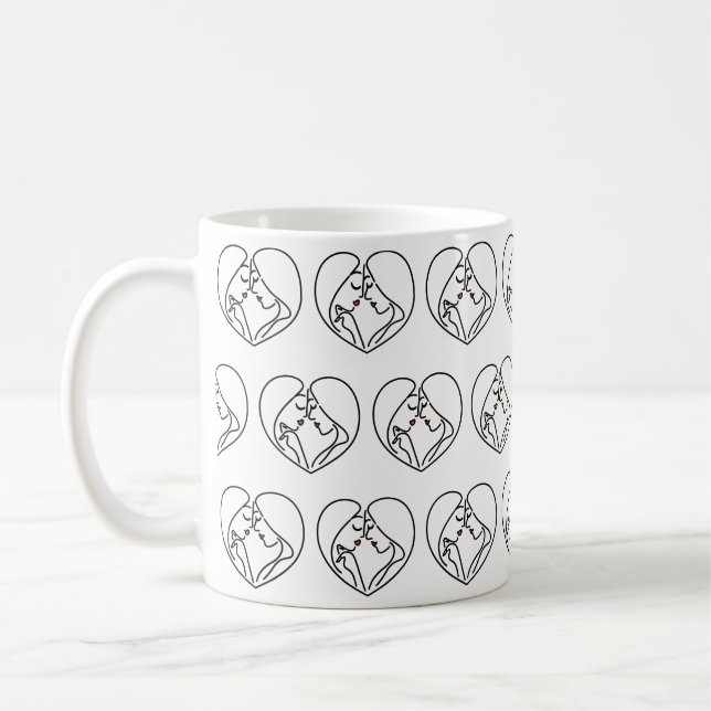 Minimalistic Lesbian Couple Women in Love Line Art Coffee Mug (Left)