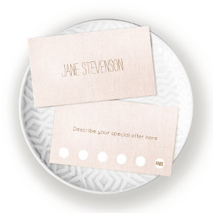 Minimalistic Light Pink Linen 6 Punch Loyalty Card