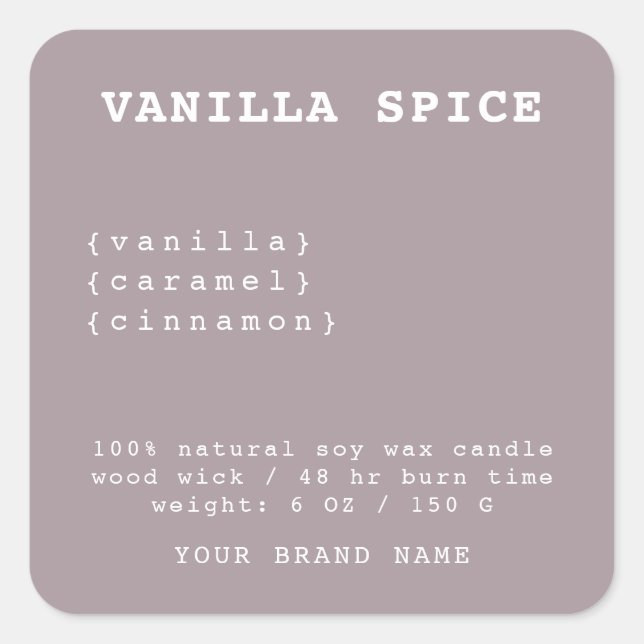 Minimalistic lilac candle label  (Front)