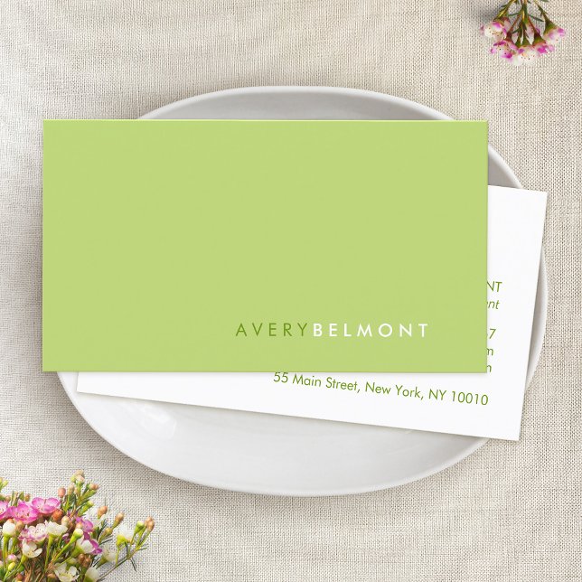 Minimalistic Lime Green Professional Modern  Business Card (lime green business card)