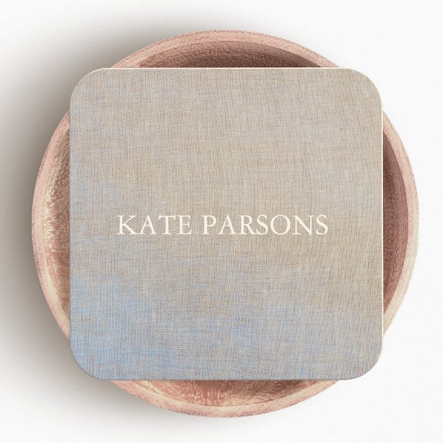 Minimalistic Linen (image) Elegant Designer  Square Business Card (Creator Uploaded)