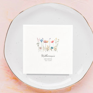 Minimalistic Long-Stem Wildflower Baby Shower  Napkin