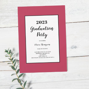 Minimalistic Magenta Graduation Party  Invitation