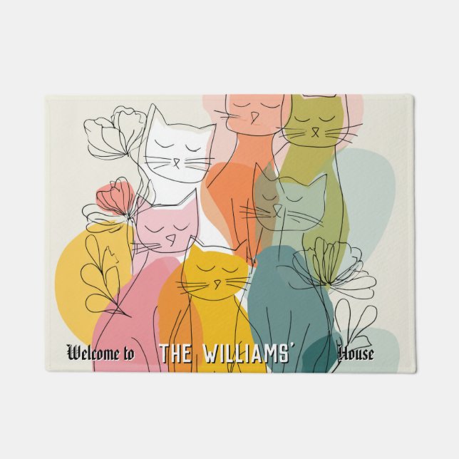 Minimalistic Maine Coon Cat House Warming Present  Doormat (Front)