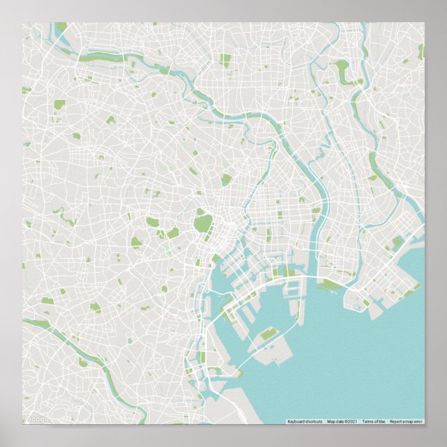 Minimalistic map of Tokyo Poster (Front)