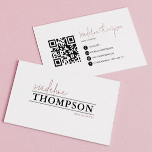 Minimalistic Mauve Typography Script QR Code Business Card