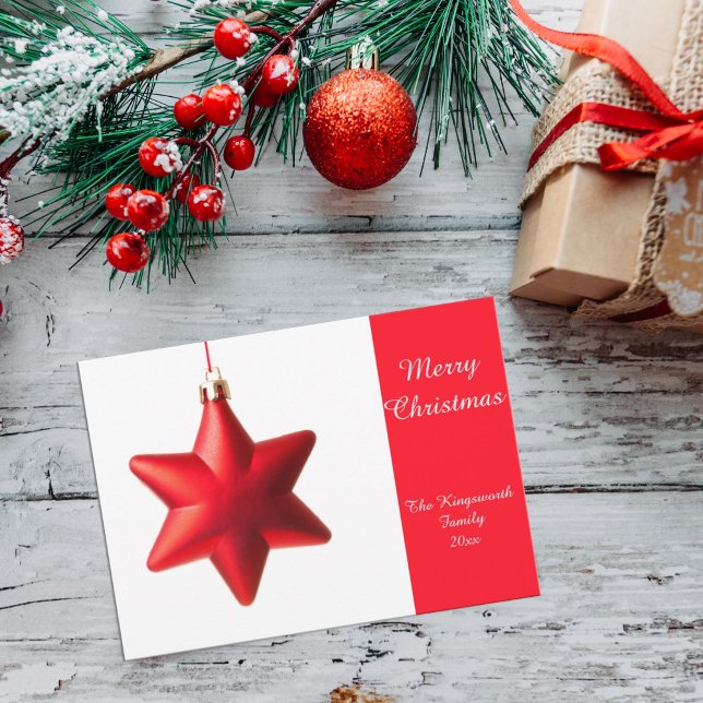 Minimalistic Merry Christmas card with red star (Creator Uploaded)
