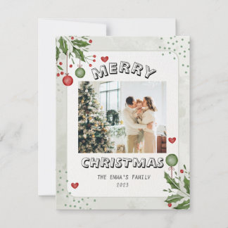Minimalistic Merry Christmas Family Photo Holiday Card