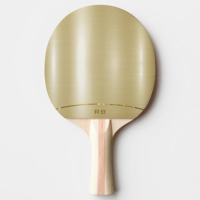 Minimalistic metallic gold monogram ping pong paddle (Front)