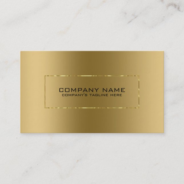 Minimalistic Metallic Gold Shiny Frame Business Card (Front)