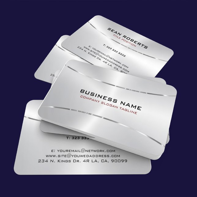 Minimalistic Metallic Stainless Steel Texture Business Card (Creator Uploaded)
