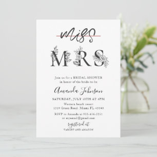 Minimalistic Miss to Mrs Bridal Shower Invitation