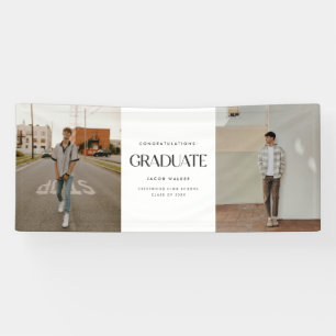 Minimalistic Modern 2-Photo Graduation Party Banner