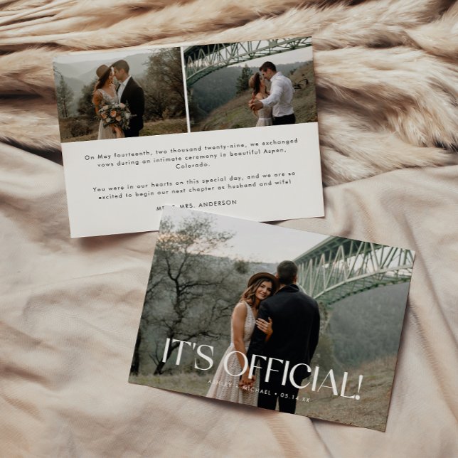 Minimalistic Modern 3-Photo Wedding Elopement Announcement (Creator Uploaded)