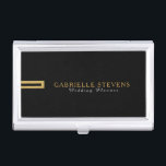 Minimalistic Modern Black & Gold Geometric Glitter Business Card Holder<br><div class="desc">Elegant gold geometric glitter shape black background modern minimalistic design</div>