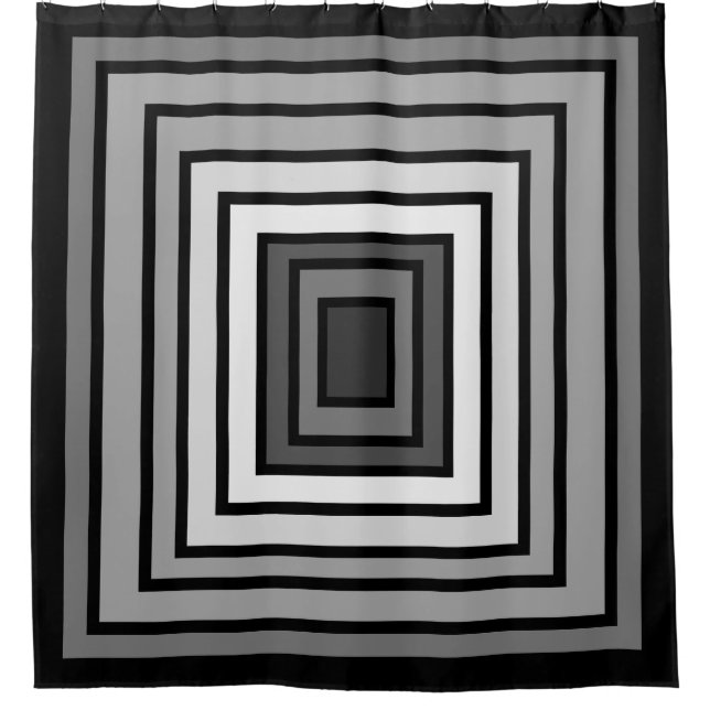 Minimalistic modern black-white-grey carpet shower curtain (Front)